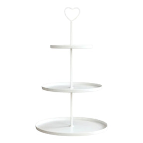 Etagere Paris weiß 48x30 rund Metall 3 Schichten 3-Stöckig Vintage Muffin Herz - Etagere