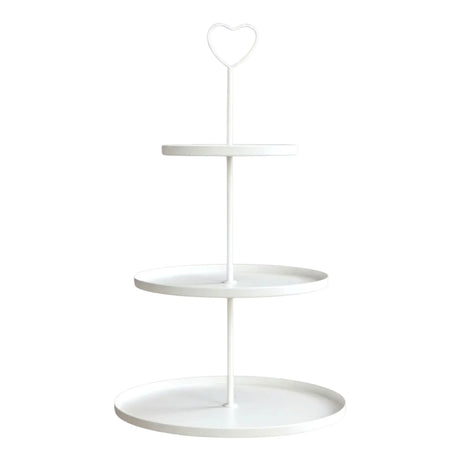 Etagere Paris weiß 48x30 rund Metall 3 Schichten 3-Stöckig Vintage Muffin Herz - Etagere