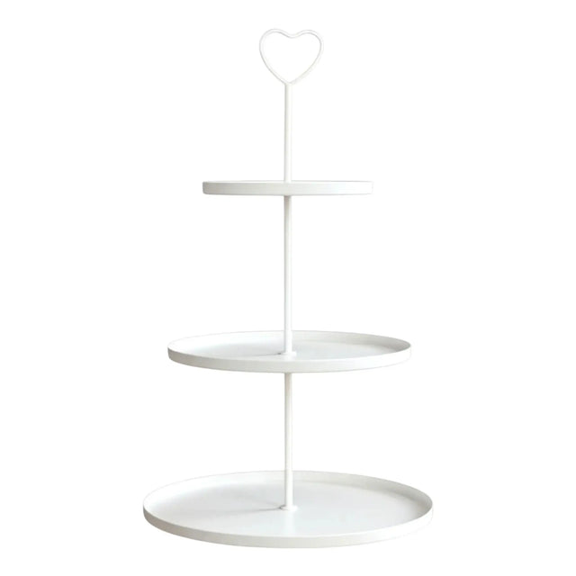 Etagere Paris weiß 48x30 rund Metall 3 Schichten 3-Stöckig Vintage Muffin Herz - Etagere