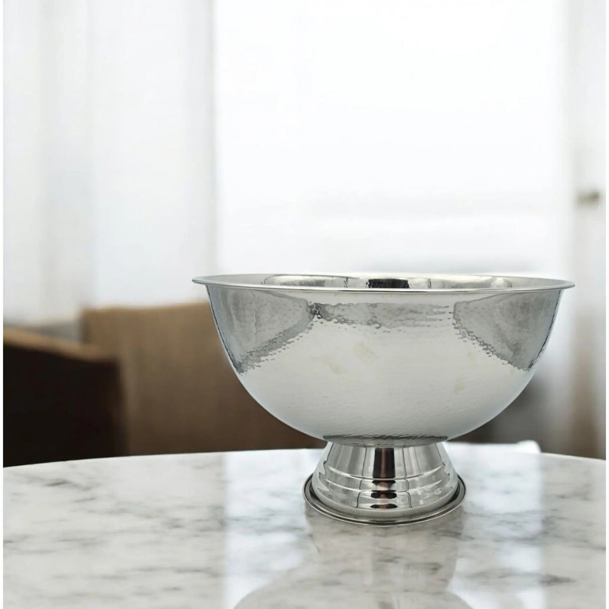 Flaschenkühler Schale rund Edelstahl Champagnerschale Hammerschlag Sektkühler - Sektkühler