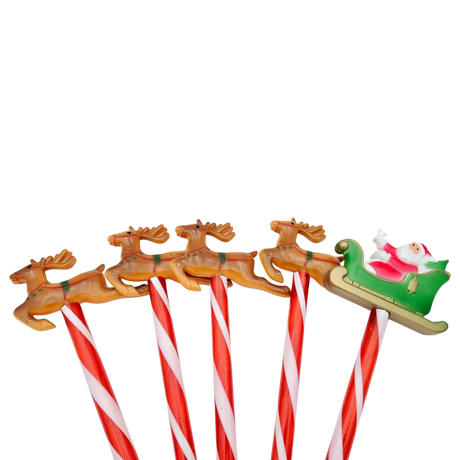 Gartenstecker Weihnachtsschlitten Weihnachtsmann Zuckerstangen Rentier Batterie - Gartenstecker