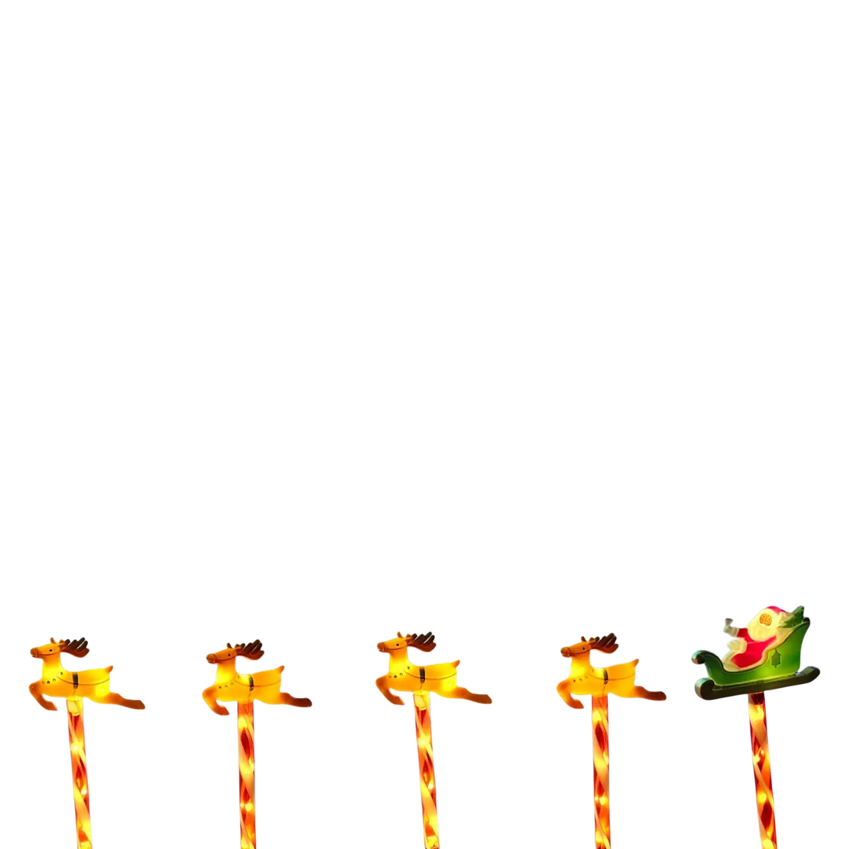Gartenstecker Weihnachtsschlitten Weihnachtsmann Zuckerstangen Rentier Batterie - Gartenstecker
