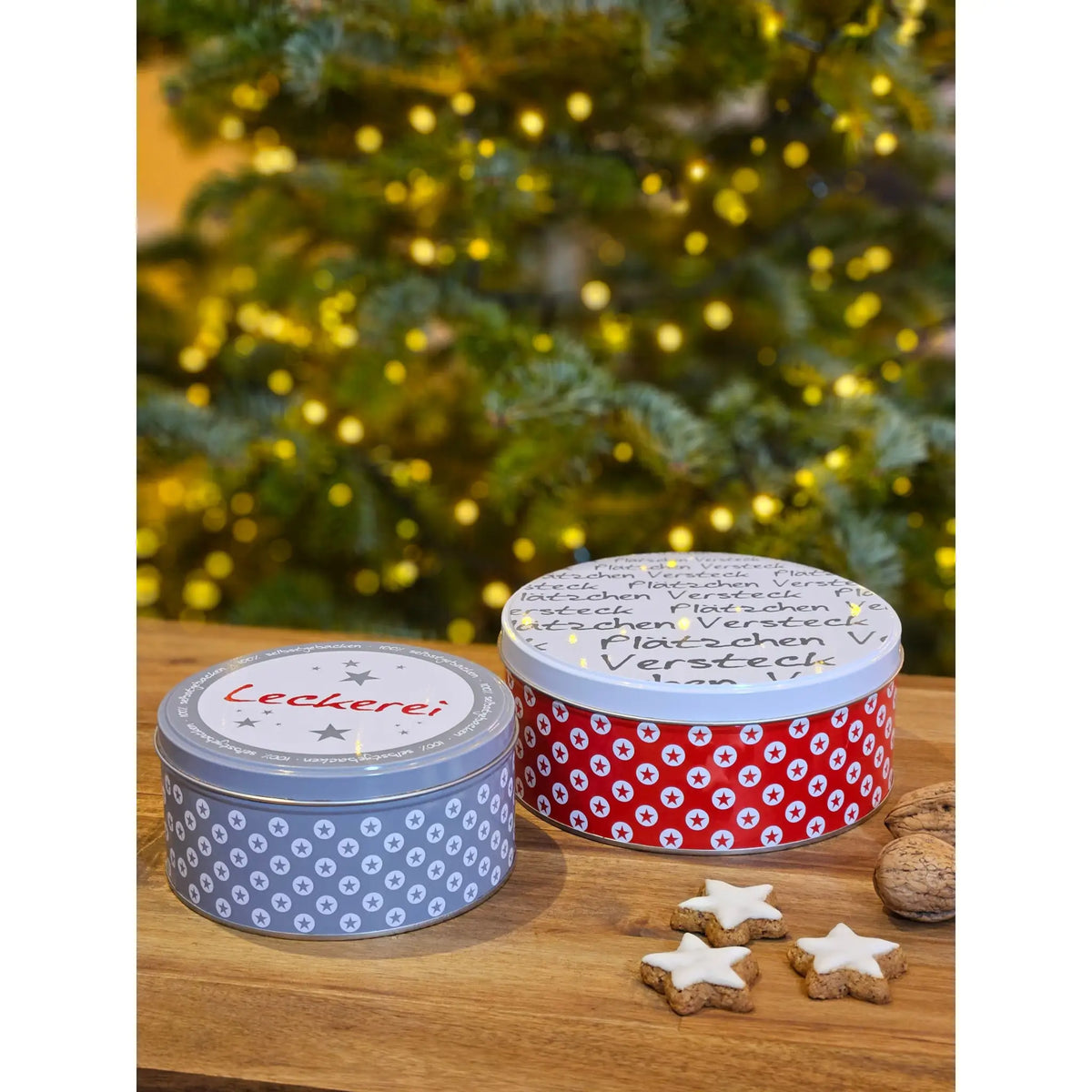Gebäckdose 3er Set Stern Weihnachten Plätzchendose Metall Keksdose Ste – Meinposten