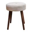 Hocker Fußhocker Polsterhocker Cord Holzbeine Sitzhocker rund beige 35x45 cm - Hocker