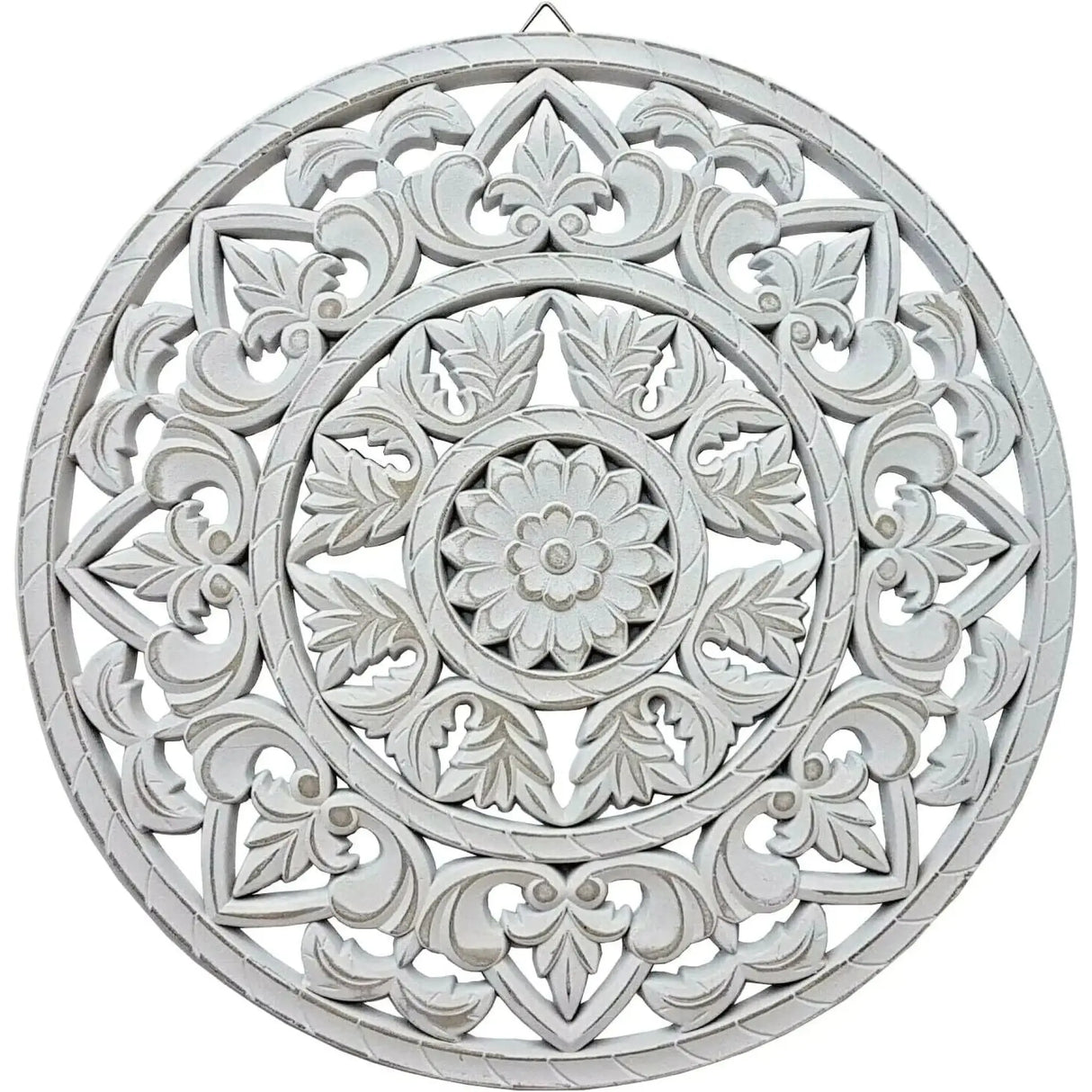 Holzbild Wand Wandbild Holz weiß Ornament Wandornament Wanddeko 35 cm shabby - Wandornament