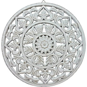 Holzbild Wand Wandbild Holz weiß Ornament Wandornament Wanddeko 35 cm shabby - Wandornament