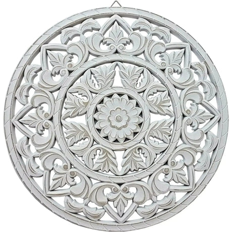 Holzbild Wand Wandbild Holz weiß Ornament Wandornament Wanddeko 35 cm shabby - Wandornament