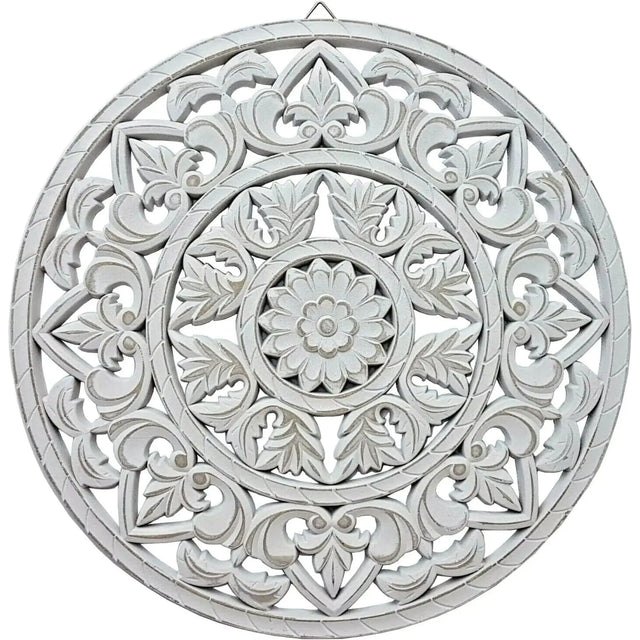 Holzbild Wand Wandbild Holz weiß Ornament Wandornament Wanddeko 35 cm shabby - Wandornament