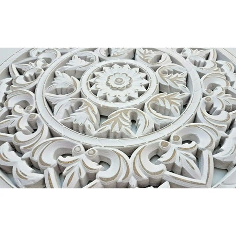 Holzbild Wand Wandbild Holz weiß Ornament Wandornament Wanddeko 35 cm shabby - Wandornament