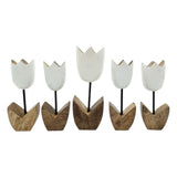Holzblumen Dekoration aus Mangoholz 5er Set – Deko Blumen aus Holz 14–18 cm - Blumen