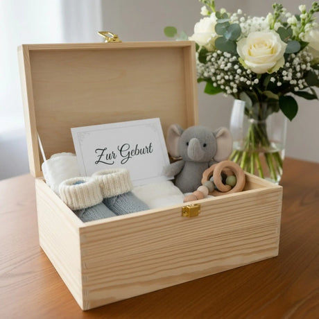 Holzkiste mit Deckel Dekokiste Schatzkiste Hochzeit Kindergeburtstag Aufbewahrung - Holzkiste mit Deckel