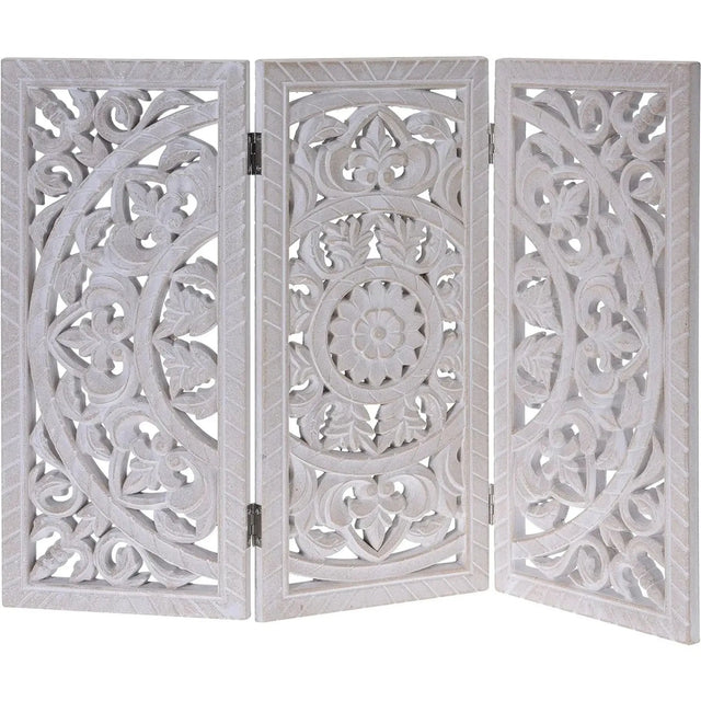 Holzornament weiß 60x45 cm shabby Landhaus Mandala Holzbild Ornament B-Ware - Ornament