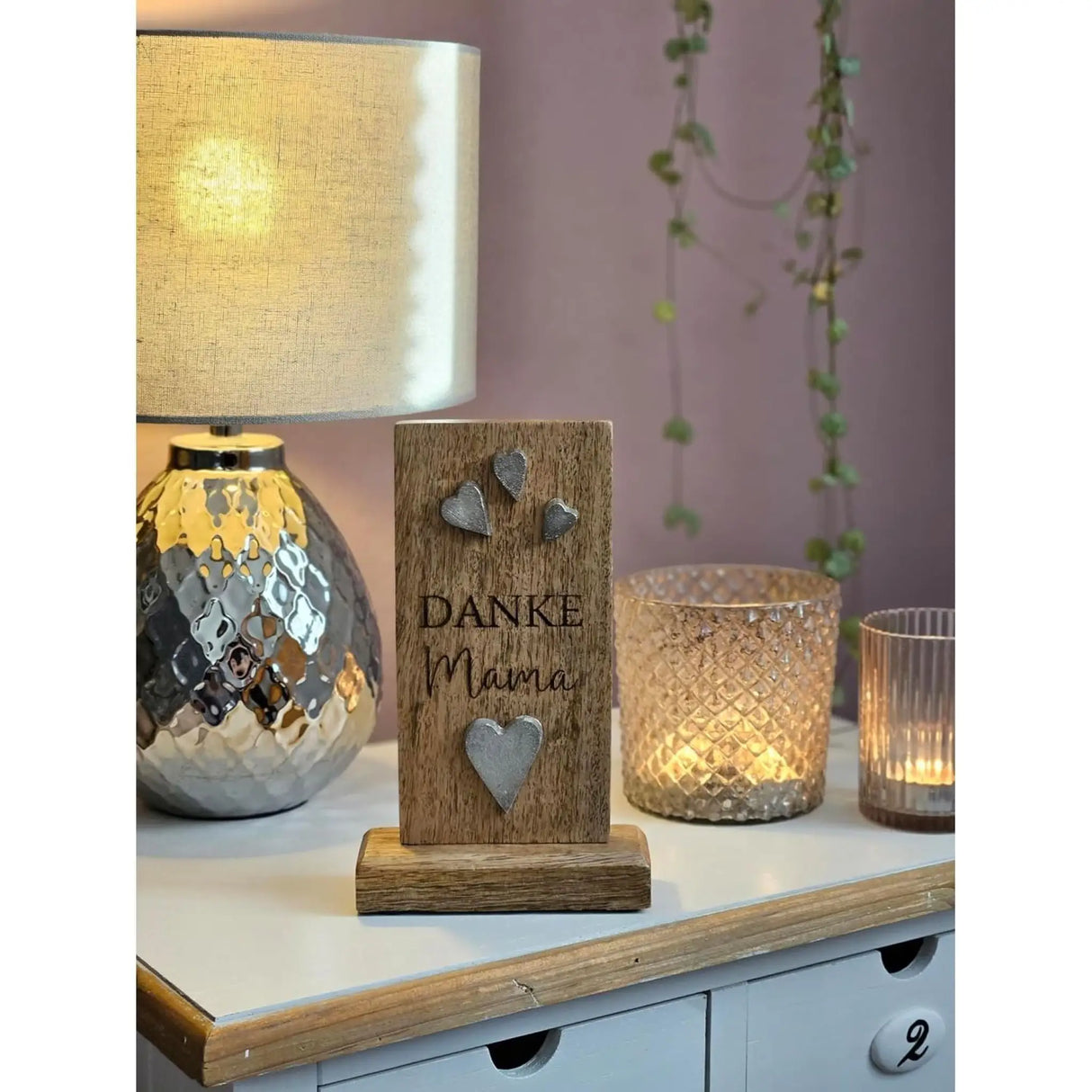 Holzschild MAMA Holztafel Geschenk Muttertag Mutter Schild Mangoholz Höhe 20 cm - Holzschild