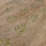 Holzteller Deko Teller Kerzenteller rund 22 o 30 cm Blattmuster braun Mangoholz dekobrett - Dekoteller