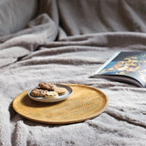 Holzteller Deko Teller Kerzenteller rund 22 o 30 cm Blattmuster braun Mangoholz dekobrett - Dekoteller