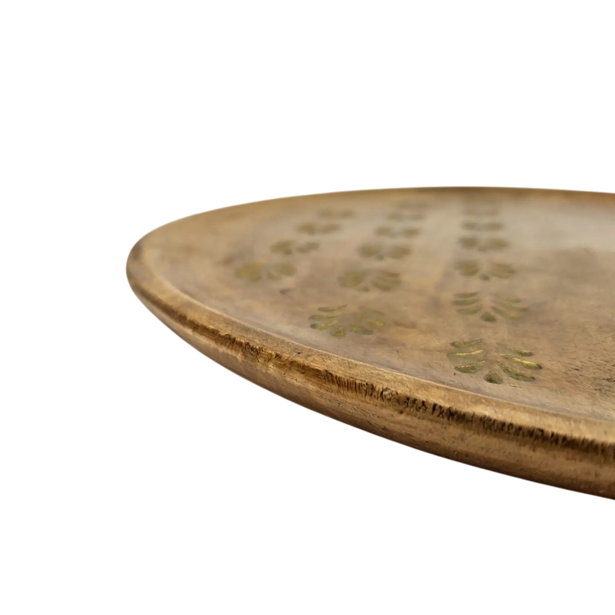 Holzteller Deko Teller Kerzenteller rund 22 o 30 cm Blattmuster braun Mangoholz dekobrett - Dekoteller