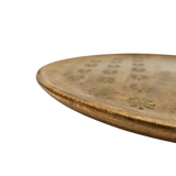 Holzteller Deko Teller Kerzenteller rund 22 o 30 cm Blattmuster braun Mangoholz dekobrett - Dekoteller