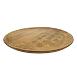 Holzteller Deko Teller Kerzenteller rund 22 o 30 cm Blattmuster braun Mangoholz dekobrett - Dekoteller