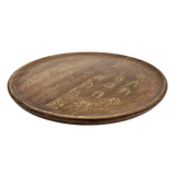 Holzteller Deko Teller Kerzenteller rund 22 o 30 cm Blattmuster braun Mangoholz dekobrett - Dekoteller