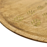 Holzteller Deko Teller Kerzenteller rund 22 o 30 cm Blattmuster braun Mangoholz dekobrett - Dekoteller