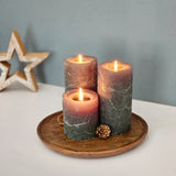 Holzteller Deko Teller Kerzenteller rund 22 o 30 cm Blattmuster braun Mangoholz dekobrett - Dekoteller