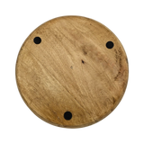 Holzteller Deko Teller Kerzenteller rund 22 o 30 cm Blattmuster braun Mangoholz dekobrett - Dekoteller