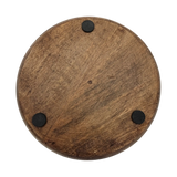 Holzteller Deko Teller Kerzenteller rund 22 o 30 cm Blattmuster braun Mangoholz dekobrett - Dekoteller