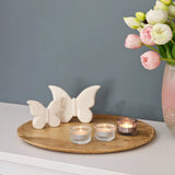 Holzteller Dekoteller rund hellbraun dunkelbraun 37 cm Kerzenteller Mangoholz - Dekoteller