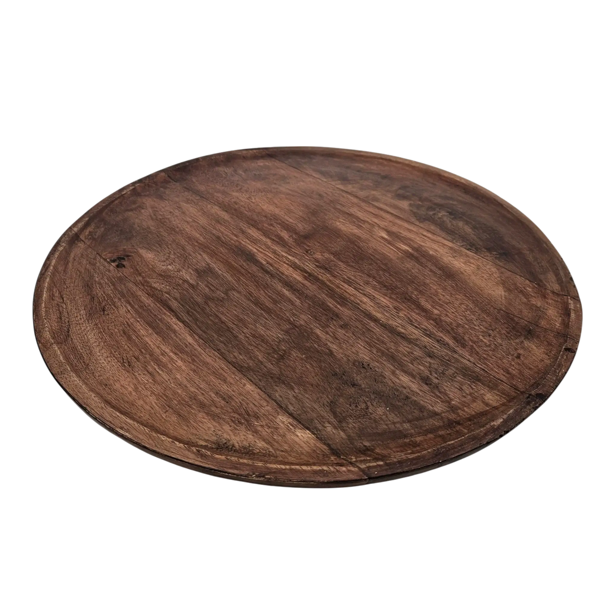 Holzteller Dekoteller rund hellbraun dunkelbraun 37 cm Kerzenteller Mangoholz - Dekoteller