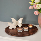 Holzteller Dekoteller rund hellbraun dunkelbraun 37 cm Kerzenteller Mangoholz - Dekoteller