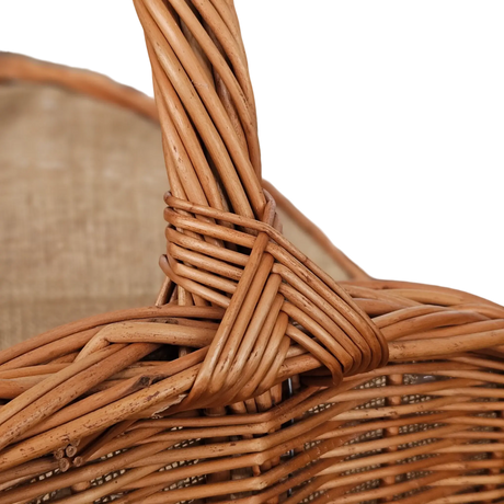 Kaminholzkorb mit Jute XXL Weidenkorb Holzkorb Holztrage 43x70 cm - Kaminholzkorb