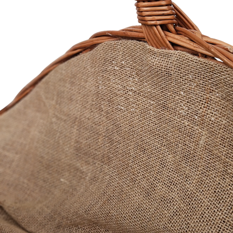 Kaminholzkorb mit Jute XXL Weidenkorb Holzkorb Holztrage 43x70 cm - Kaminholzkorb