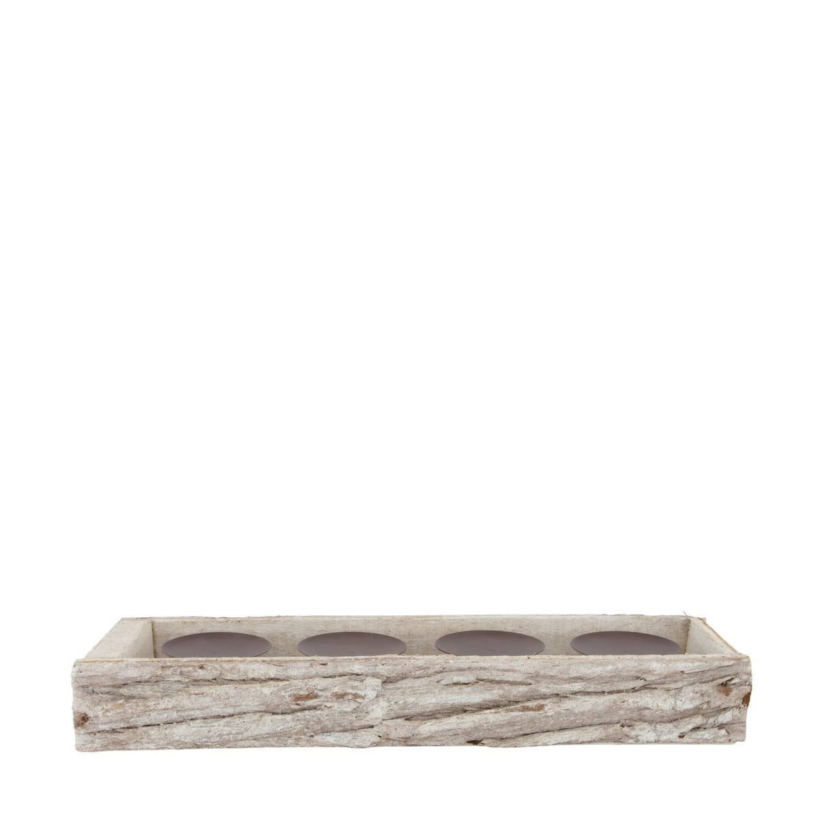 Kerzenhalter Borke Weiß 45 cm – 4 Kerzenteller im Landhausstil - Kerzenhalter