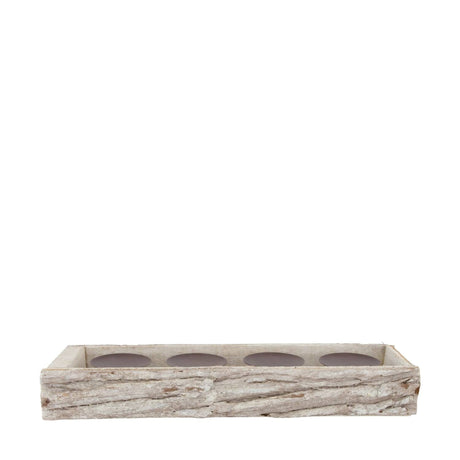 Kerzenhalter Borke Weiß 45 cm – 4 Kerzenteller im Landhausstil - Kerzenhalter