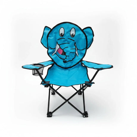 Kinderstuhl Campingstuhl Anglerstuhl Klappbar Affe Forsch Elefant Katze Getränkehalter - Elefant blau - Campingstuhl