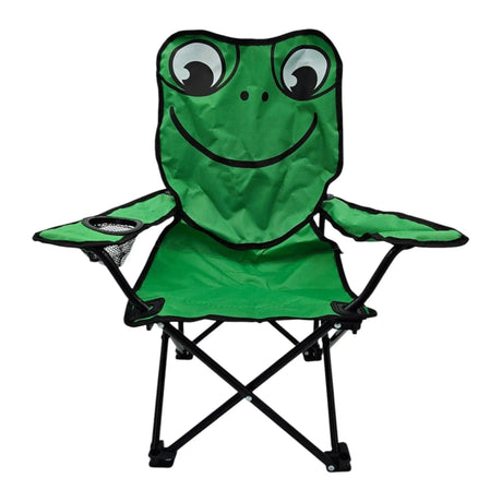 Kinderstuhl Campingstuhl Anglerstuhl Klappbar Affe Forsch Elefant Katze Getränkehalter - Frosch grün - Campingstuhl