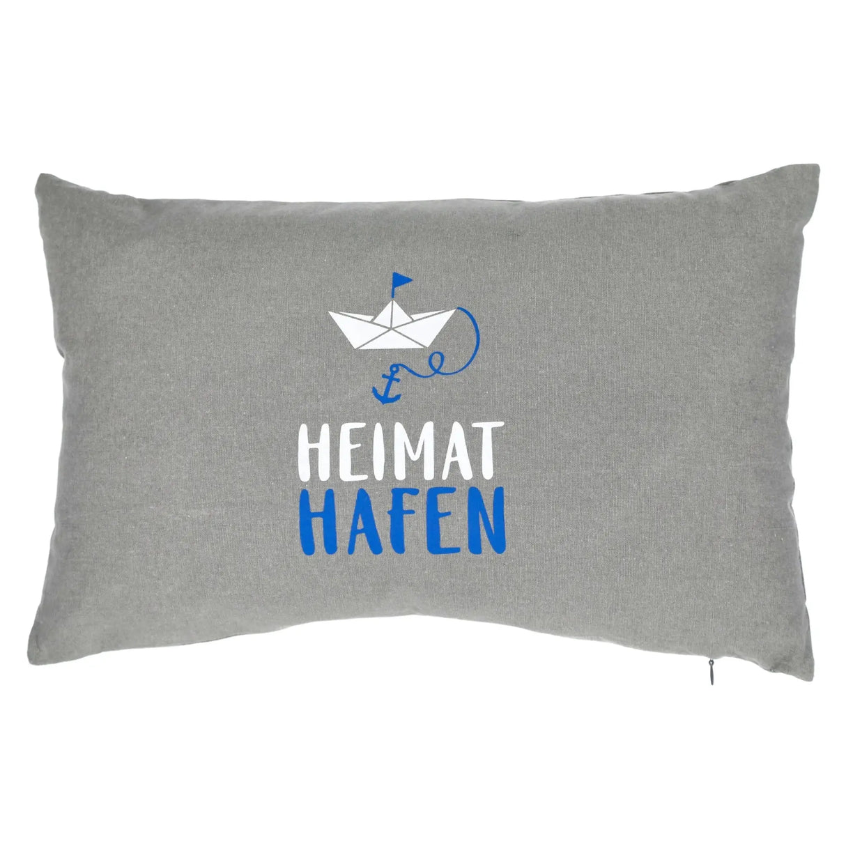 Kissen Dekokissen grau Maritim mit Füllung 47x28 cm Ahoi Hafen Zierkissen Boot Anker - Dunkelgrau - Dekokissen