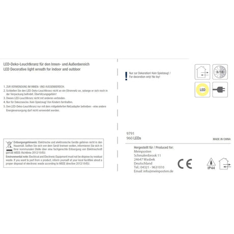 Kranz LED Timer Weihnachtskranz Türkranz Weihnachtsdeko warmweiß 38cm B-Ware - LED Türkranz