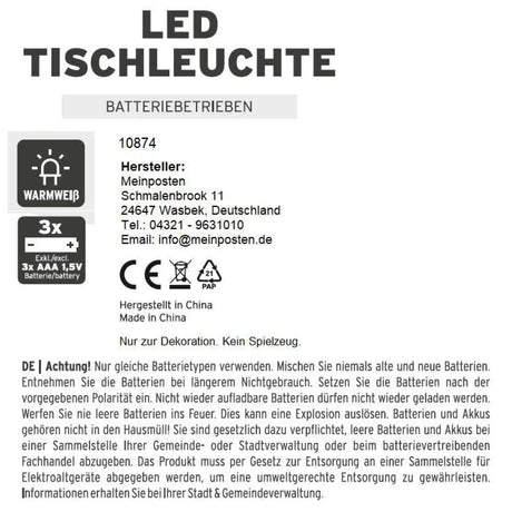 Lampe Leuchte kleine Tischleuchte LED Camping dimmbar tragbar batteriebetrieben - Campinglampe