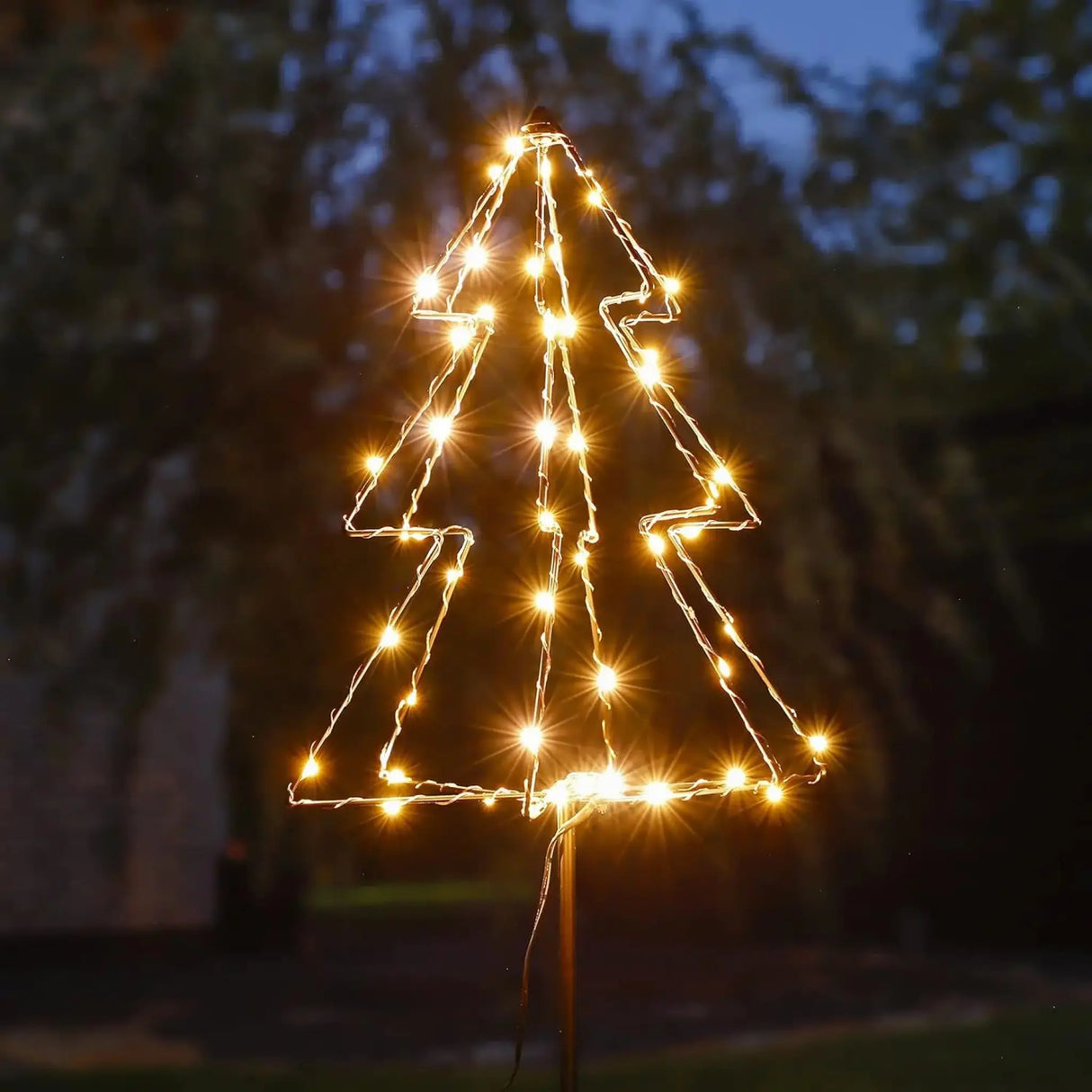 LED Gartenstecker Tannenbaum Weihnachtsbeleuchtung Beleuchtung Timer warmweiß - LED Gartenstecker