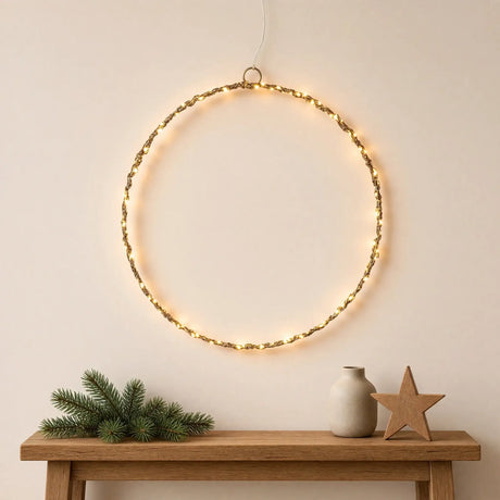 LED Lichterkranz 30 cm – 120 LEDs warmweiß mit Timer - Lichterkette LED