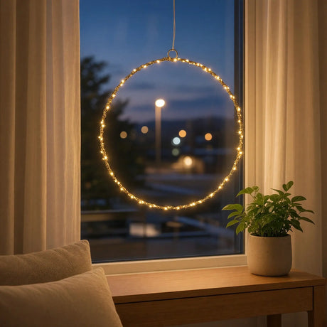LED Lichterkranz 30 cm – 120 LEDs warmweiß mit Timer - Lichterkette LED