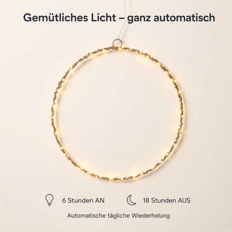 LED Lichterkranz 30 cm – 120 LEDs warmweiß mit Timer - Lichterkette LED