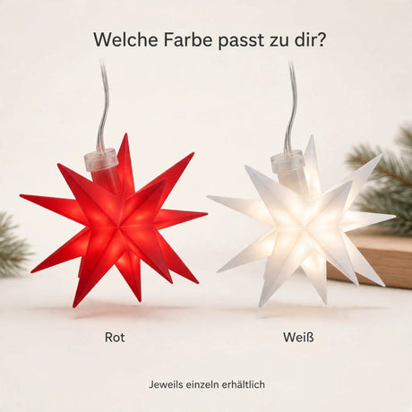 LED Weihnachtsstern 3D Ø 8 cm – Rot oder Weiß Batterie & Timer - Weihnachtsstern LED