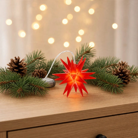 LED Weihnachtsstern 3D Ø 8 cm – Rot oder Weiß Batterie & Timer - Weihnachtsstern LED