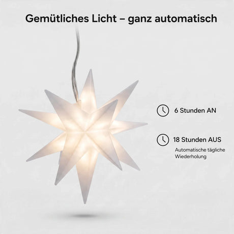 LED Weihnachtsstern 3D Ø 8 cm – Rot oder Weiß Batterie & Timer - Weihnachtsstern LED