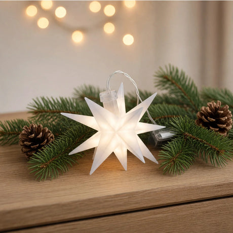 LED Weihnachtsstern 3D Ø 8 cm – Rot oder Weiß Batterie & Timer - Weihnachtsstern LED