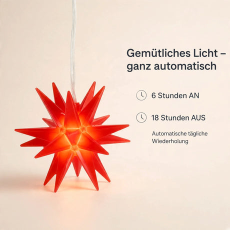 LED Weihnachtsstern 3D Ø 8 cm – Rot oder Weiß Batterie & Timer - Weihnachtsstern LED