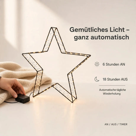 LED Weihnachtsstern aus Metall – 160 LEDs warmweiß mit Twinkle-Effekt & Timer - Weihnachtsstern LED