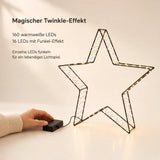 LED Weihnachtsstern aus Metall – 160 LEDs warmweiß mit Twinkle-Effekt & Timer - Weihnachtsstern LED